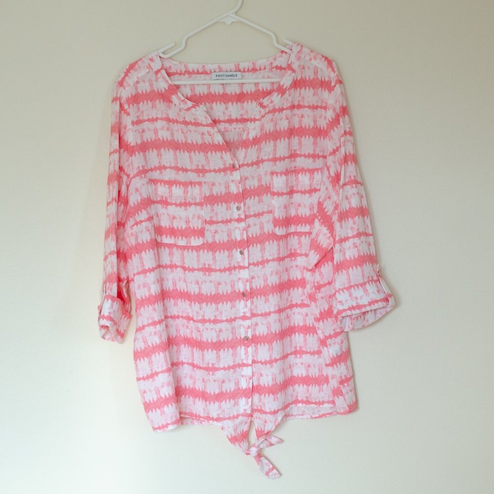 Emily Daniels Coral Linen Top